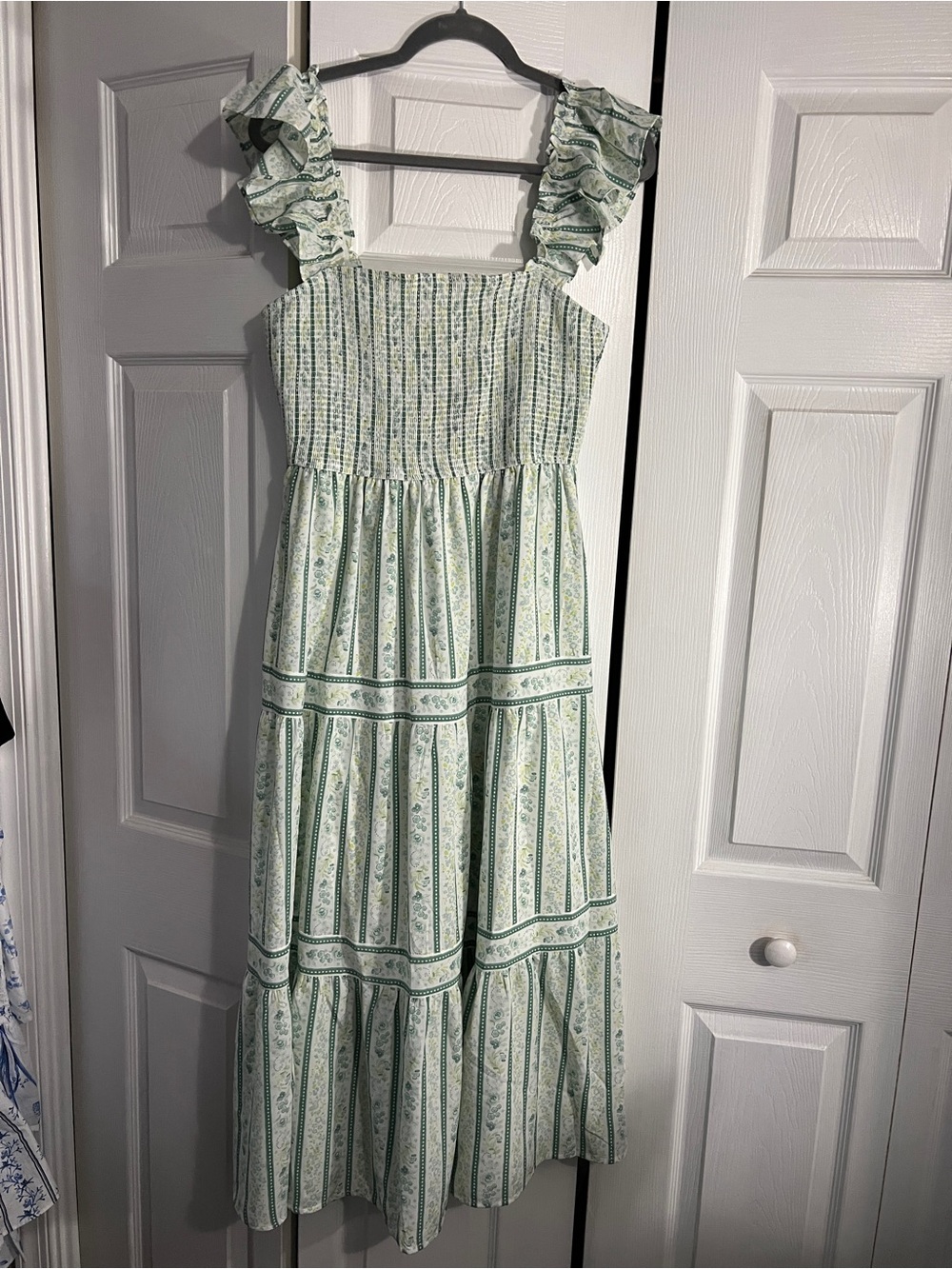 Blu Pepper Green and White Floral Maxi Dress